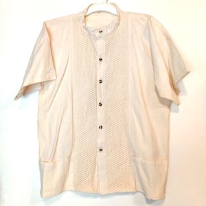NWOT Mexican Men Beige Manta Short sleeve Shirt Guayabera